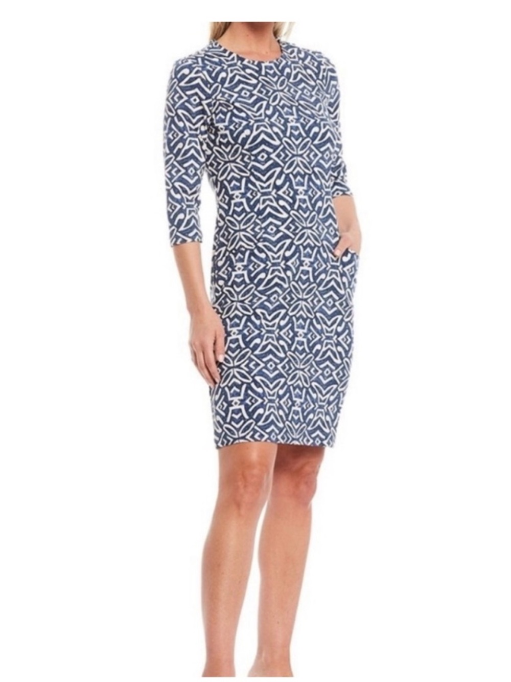 J.McLaughlin Catalyst Dress Catalina Cloth Nile Geo Blue Pattern Size Large